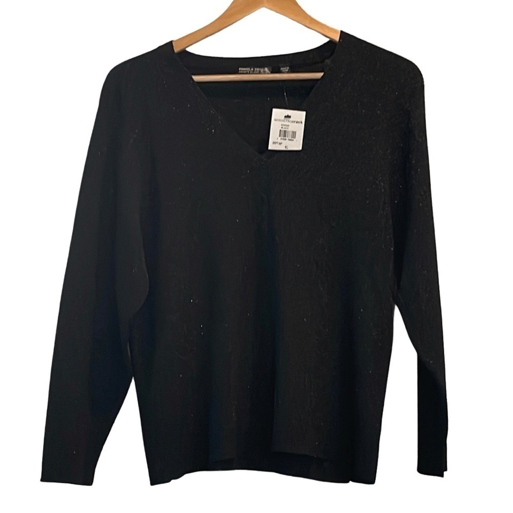 NWT‎ PAMELA DENNIS BLACK GLITTER TOP PLUS SIZE 1X
